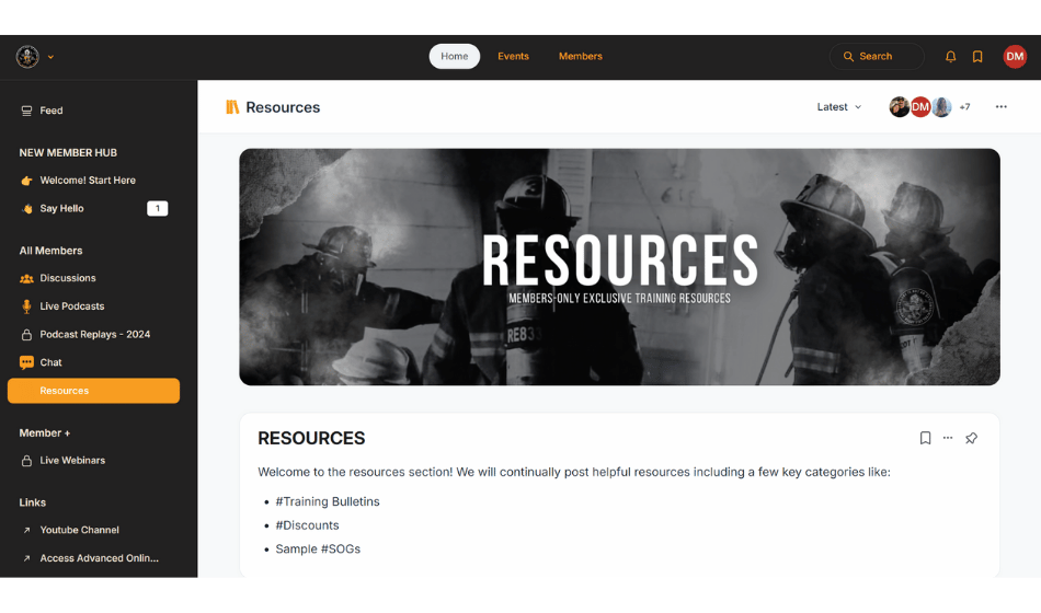 Membership Resources landing page